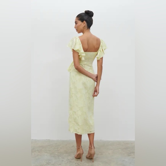 Chic One-Shoulder Yellow Ruffle Dress - Picture 7 of 7